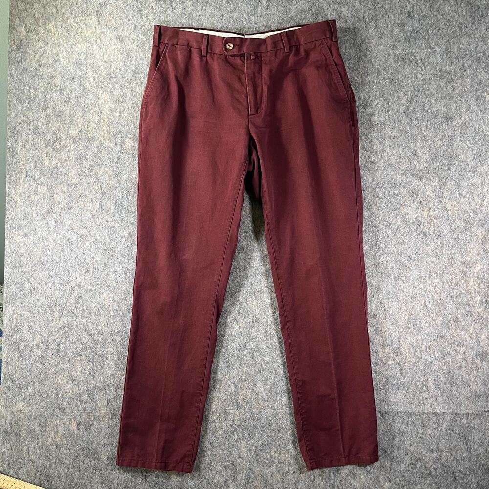 Suit Supply Burgundy Chino Pants / Mens 36x31 / Tessuti Di Sondrio Flat Front
